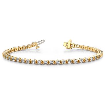 18K Yellow Gold Diamond Round Brilliant Prong Set Tennis Bracelet (4.95ctw.)