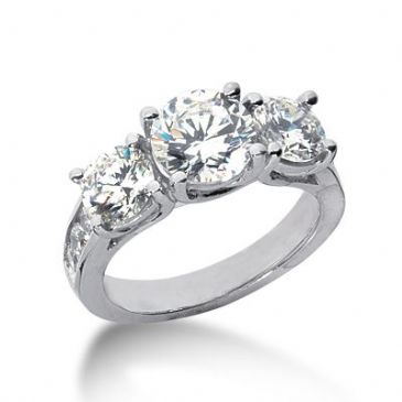 14K Side Stone Diamond Engagement Ring   4.30 ctw 2005-ENGSS14K-6154