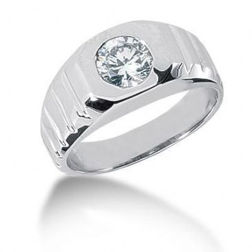 Men's Platinum Diamond Ring 1 Round Stone 1.00 ctw 100PLAT-MDR1073