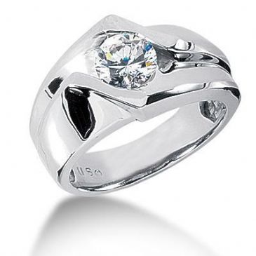 Men's Platinum Diamond Ring 1 Round Stone 1.25 ctw 107PLAT-MDR1122