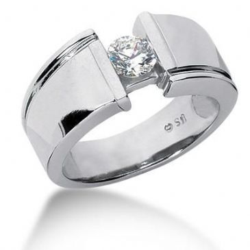 Men's Platinum Diamond Ring 1 Round Stone 112PLAT-MDR334