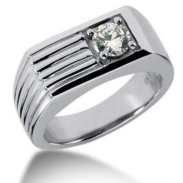 Men's Platinum Diamond Ring 1 Round Stone 113PLAT-MDR289