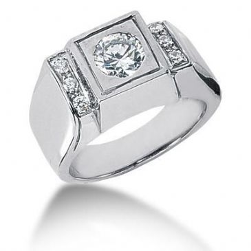 Men's Platinum Diamond Ring 1 Round Stone 118PLAT-MDR1004