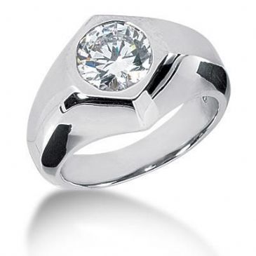 Men's Platinum Diamond Ring 1 Round Stone 2.50 ctw 120PLAT-MDR1140