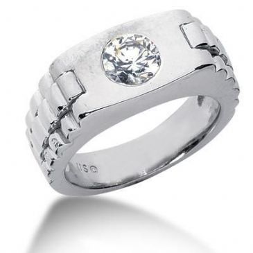 Men's Platinum Diamond Ring 1 Round Stone 1.00 ctw 121PLAT-MDR1310