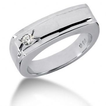 Men's Platinum Diamond Ring 1 Round Stone 0.10 ct 122PLAT-MDR1135