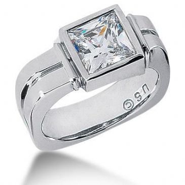 Men's Platinum Diamond Ring 1 Princess Diamond 2.51 ctw 124PLAT-MDR1296