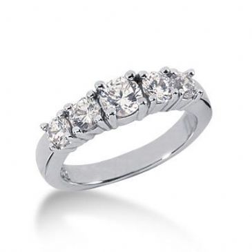 950 Platinum Diamond Anniversary Wedding Ring 5 Round Brilliant Diamonds 1.05ctw 101WR1942PLT