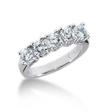 950 Platinum Diamond Anniversary Wedding Ring 5 Round Brilliant Diamonds 1.25ctw 102WR1203PLT