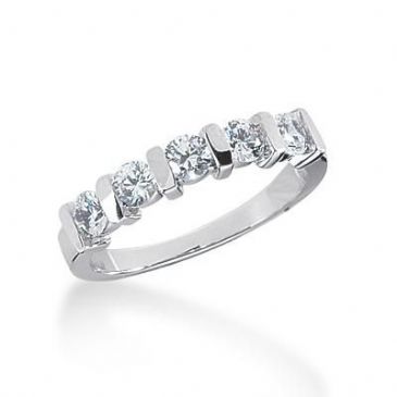 950 Platinum Diamond Anniversary Wedding Ring 5 Round Brilliant Diamonds 0.75ctw 113WR2224PLT