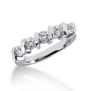 950 Platinum Diamond Anniversary Wedding Ring 5 Round Brilliant Diamonds 0.75ctw 115WR395PLT