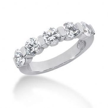 950 Platinum Diamond Anniversary Wedding Ring 5 Round Brilliant Diamonds 1.75ctw 118WR165PLT