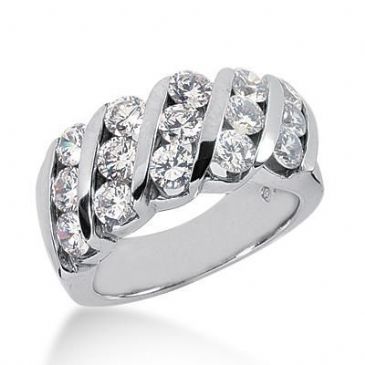 18K Gold Diamond Anniversary Wedding Ring 15 Round Brilliant Diamonds 3.00ctw 120WR23618K