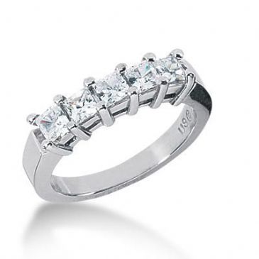 950 Platinum Diamond Anniversary Wedding Ring 5 Princess Cut Diamonds 1.00ctw 128WR182PLT