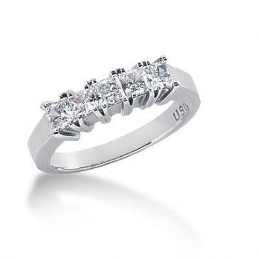 950 Platinum Diamond Anniversary Wedding Ring 5 Princess Cut Diamonds 0.85ctw 130WR364PLT