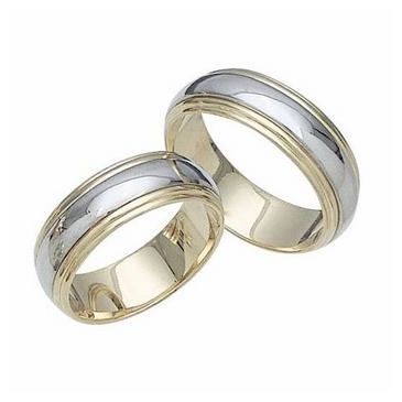 18k His & Hers Two Tone Gold 026 Wedding Band Set HH02618K