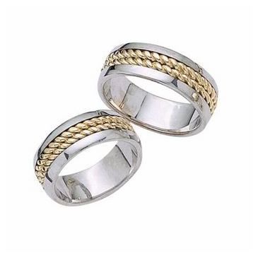 18k His & Hers Two Tone Gold 029 Wedding Band Set HH02914K