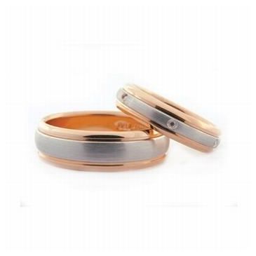 18k His & Hers Two Tone Gold 0.24 ct Diamond 068 Wedding Band Set HH06818K