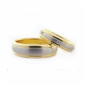 18k His & Hers Two-Tone Gold 0.24 ct Diamond 067 Wedding Band Set HH06718K