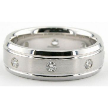 Platinum 950 6.5mm Diamond Wedding Bands Rings 0881