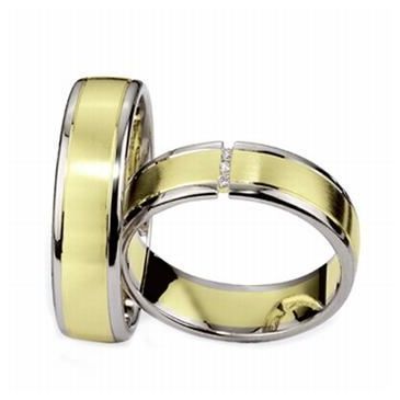 18k His & Hers Two Tone Gold 0.09 ct Diamond 083 Wedding Band Set HH08318K