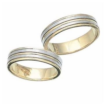 18k His & Hers Two Tone Gold 103 Wedding Band Set HH10318K