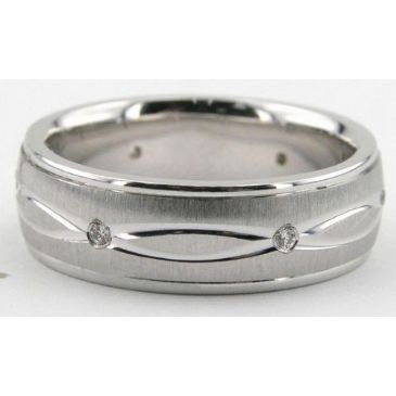 Platinum 950 6.5mm Diamond Wedding Bands Rings 0890