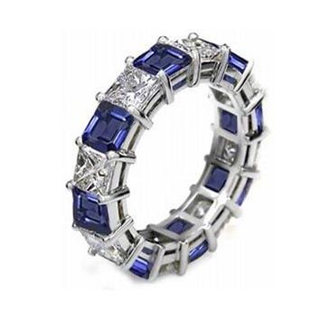 18k Shared Prong 2.70 Carat Sapphire & Diamond Eternity Band