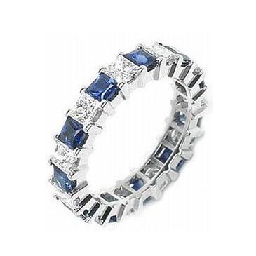 18k Shared Prong 2.00 Carat Sapphire & Diamond Eternity Band