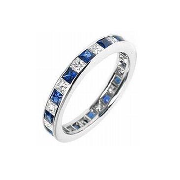 18k Channel-Set 1.00 Carat Diamond & Sapphire Eternity Band