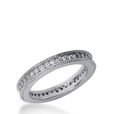 950 Platinum Milgrain Diamond Eternity Wedding Bands, Prong Setting 0.50 ct. DEB376PLT