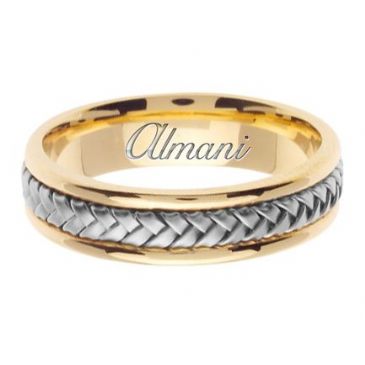 14k Gold 5.5mm Handmade Two Tone Wedding Ring 050 Almani