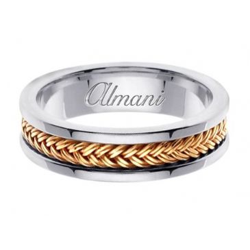 14k Gold 6mm Handmade Two Tone Wedding Ring 117 Almani