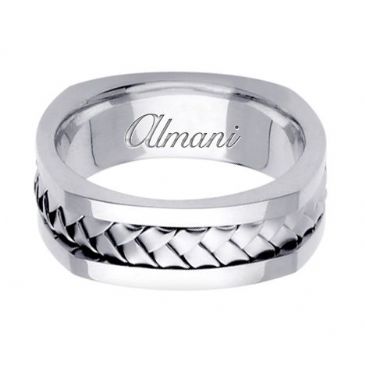 14K Gold 7.5mm Handmade Wedding Ring 059 Almani