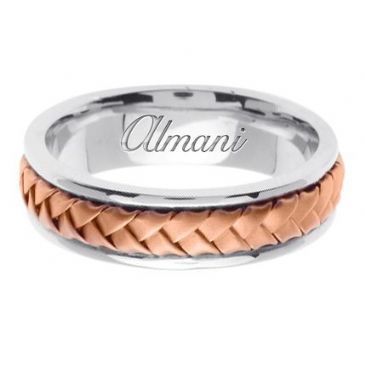 14k Gold 7mm Handmade Two Tone Wedding Ring 054 Almani