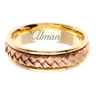 14k Gold 7mm Handmade Two Tone Wedding Ring 055 Almani