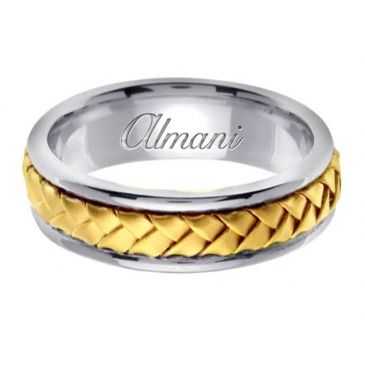 14k Gold 7mm Handmade Two Tone Wedding Ring 058 Almani