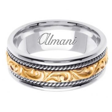 950 Platinum & 18K Gold 7mm Handmade Wedding Ring 070 Almani