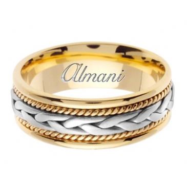 14k Gold 7mm Handmade Two Tone Wedding Ring 085 Almani