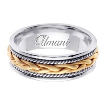 14k Gold 7mm Handmade Two Tone Wedding Ring 087 Almani