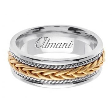 14k Gold 7mm Handmade Two Tone Wedding Ring 090 Almani