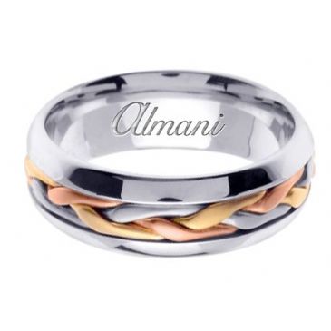 14k Gold 7mm Handmade Tri Color Wedding Ring 101 Almani