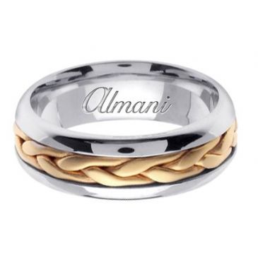 14k Gold 7mm Handmade Two Tone Wedding Ring 103 Almani