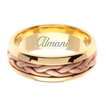 14k Gold 7mm Handmade Two Tone Wedding Ring 105 Almani