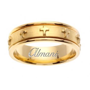 18K Gold 7mm Handmade Wedding Ring 108 Almani