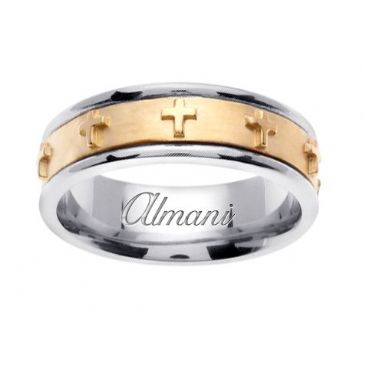 14k Gold 7mm Handmade Two Tone Wedding Ring 109 Almani