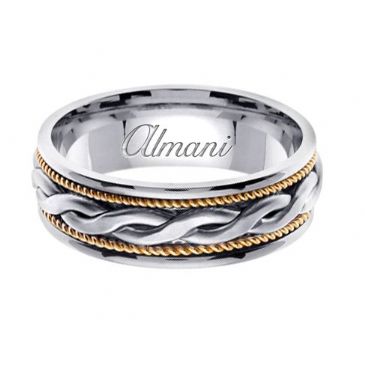 14k Gold 7mm Handmade Two Tone Wedding Ring 116 Almani