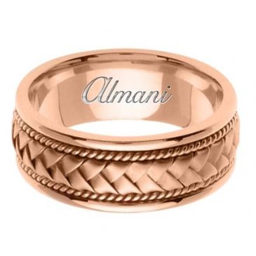 14K Gold 8.5mm Handmade Wedding Ring 040 Almani