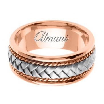 14k Gold 8.5mm Handmade Two Tone Wedding Ring 041 Almani