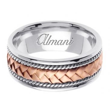 950 Platinum & 18K Gold 8.5mm Handmade Two Tone Wedding Ring 043 Almani